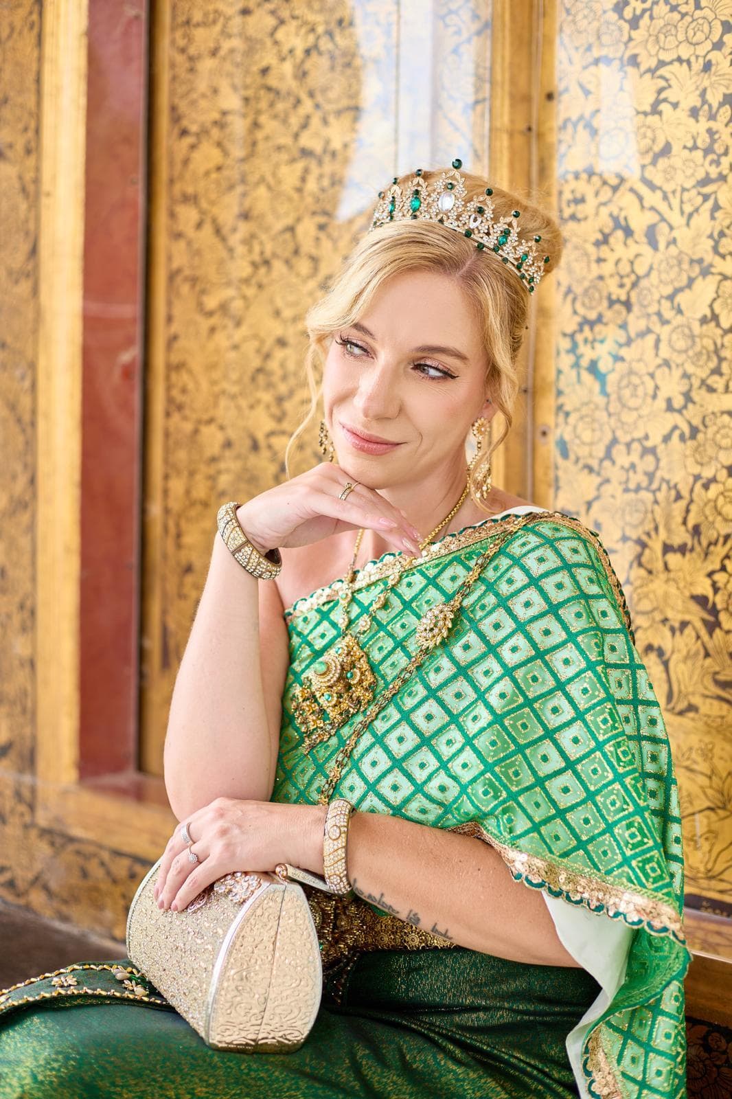 Saskia in groene jurk